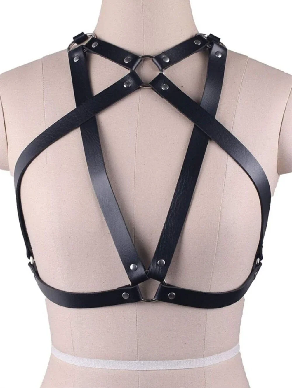 NEW Artisan Harness 100% Leather Bra Belt One Size Gothic Sexy Adjustable